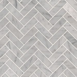 Carrara White 1x3 Herringbone Polished