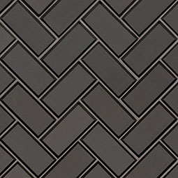 Metallic Gray Herringbone 8mm Glass Tile